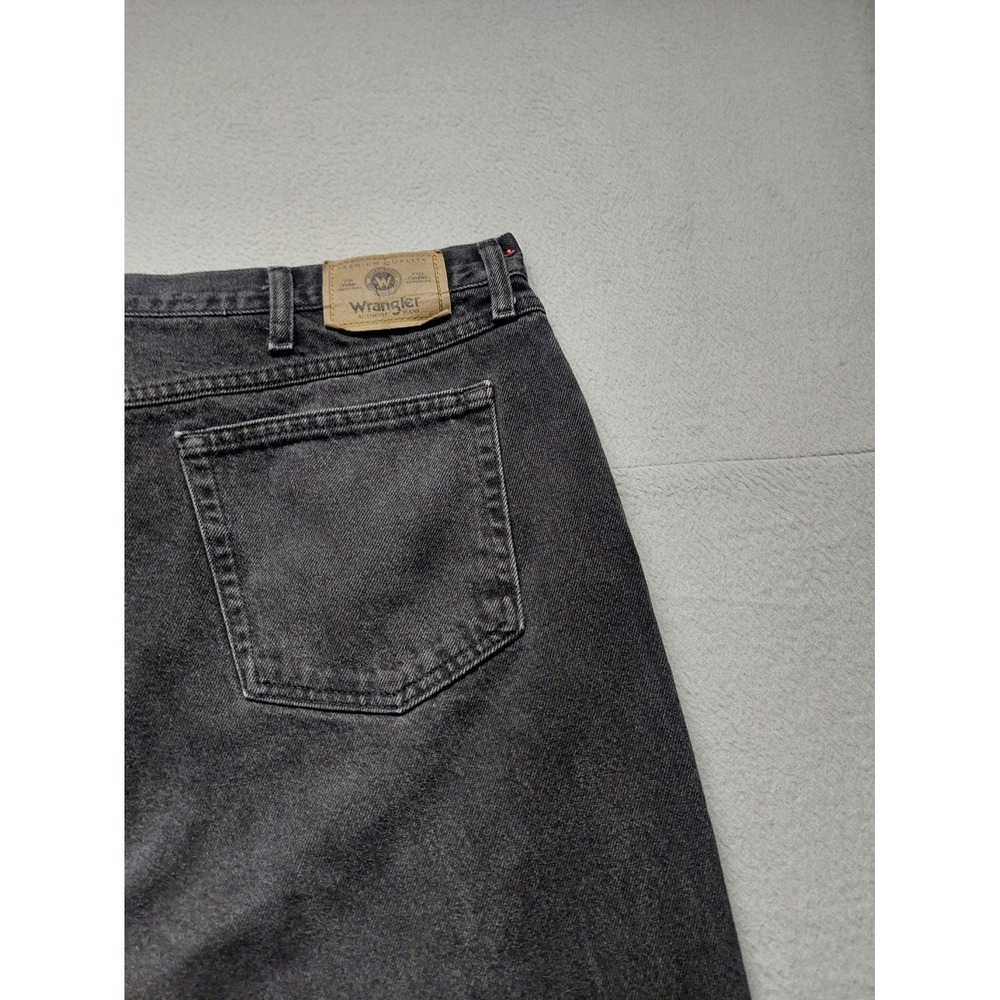 Wrangler Men Denim Jeans 42X30 Black Zip Button 5 Pockets High Rise Logo Outdoor - Picture 15 of 16